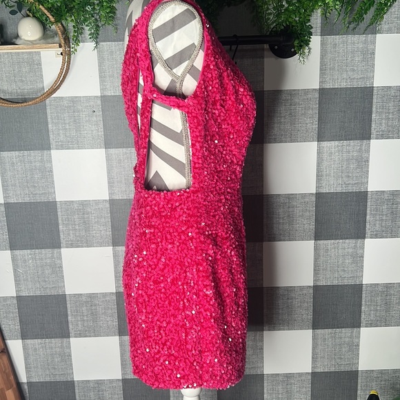 Hot Pink Sequined Dress - Picture 5 of 6